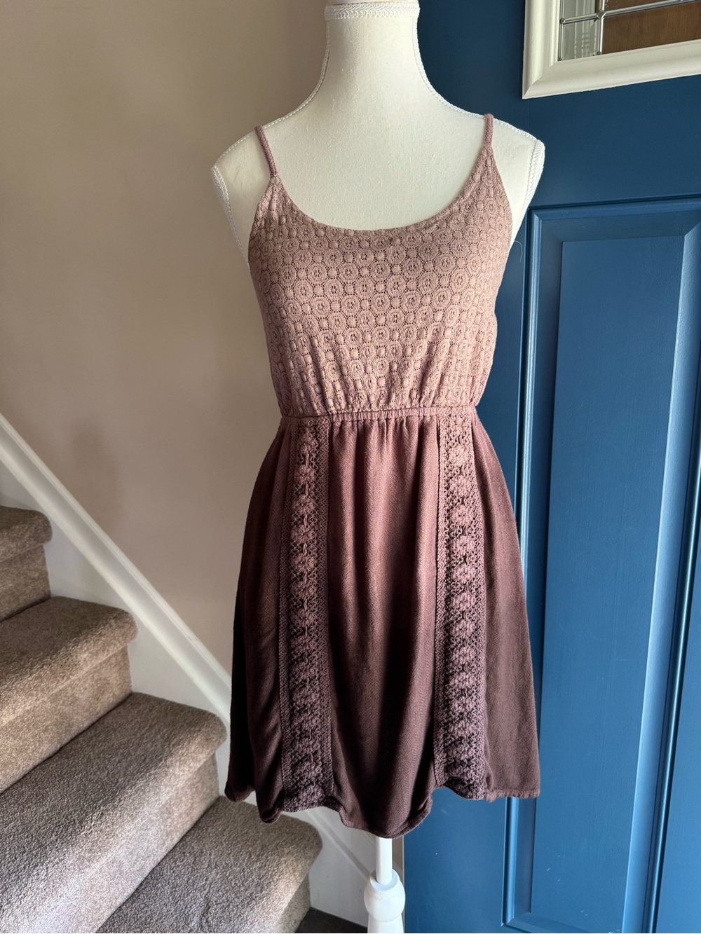 raya sun Herringbone Crochet Adjustable Strap Sleeveless Dress